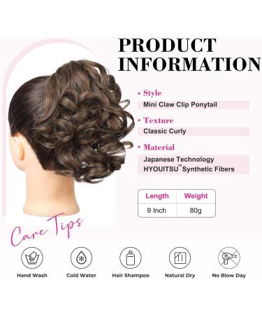 REECHO Short Curly Wavy Ponytail Extension Claw Clip HP001 - Ginger Brown Hairpiece for Women - Buy Online on GoSupps.com