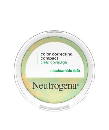Neutrogena Clear Coverage Color Correcting Powder Makeup Compact  Mattifying CC Powder with Niacinamide & Green & Yellow Powders to Even Tone  Brighten  & Control Shine  Oil-Free  0.38 oz