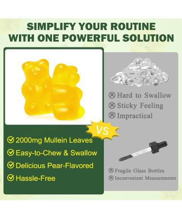 Mullein Gummies for Lungs 2000 MG(50:1 Extract) Mullein Leaf Extract for Lung Cleanse and Respiratory Support Natural Mullein Herbal Supplement Pear Flavor Gummies 60 Count 60 Count (Pack of 1) - Buy Online on GoSupps.com