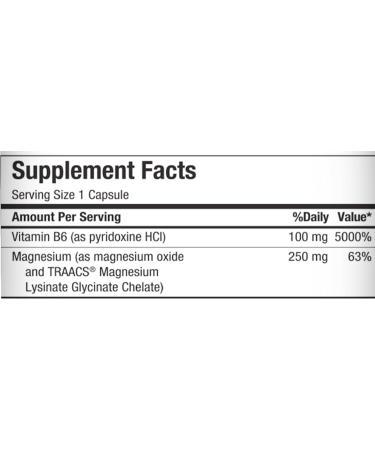 Magnesium B6 Mag 6 Magnesium Glycinate with Vitamin B6 Promote Healthy Bone Mineralization Support Nerve & Muscle Function Energy Metabolism - Non-GMO Vegan Gluten Free Kosher 60 Capsules - Buy Online on GoSupps.com
