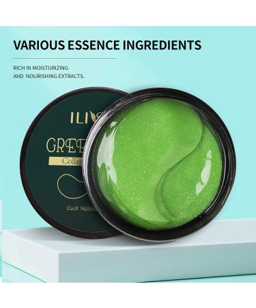 Green Algae Eye Masks with Green Tea Extract - 60 Pcs Hydrating Pads for Dark Circles & Swollen Eyes - Buy Online on GoSupps.com