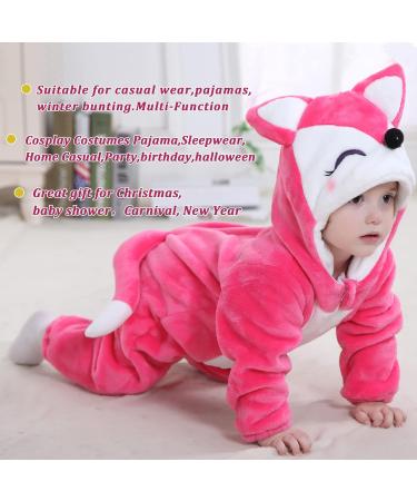 Doladola Unisex Baby Hooded Cartoon Animal Romper - Rose Fox | 24-30 Months - Buy Online on GoSupps.com