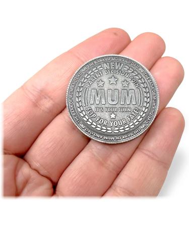 Premium Solid Brass New Parent Decision Coin | Funny Gift for New Moms and Dads | Mum's Turn, Dad's Turn | Antique Silver Flip Coin | Baby Shower Present - Buy Online on GoSupps.com