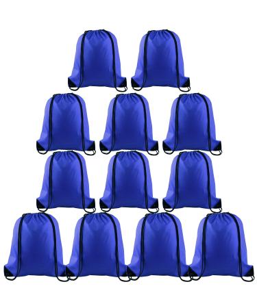 KUUQA 12 Pcs Drawstring Backpack Bags Sport Gym Sack Cinch Bags Bulk for School Traveling and Storage (Blue)