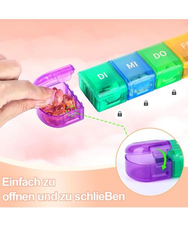 Tablet Box 7 Days - 2 Tablets Per Compartment Moisture-Resistant Medication Organizer - Portable Rainbow Design - Buy Online on GoSupps.com