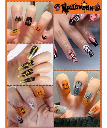 Kalolary 12 Sheets Halloween Self-Adhesive Nail Stickers Halloween 3D Nail Art Stickers Mummy Skeleton Ghost Tombstone Halloween Pattern Nail Art Design Decoration Accessories (A) - Buy Online on GoSupps.com