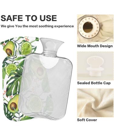 Naanle Watercolor Heat Bottle - Palm Leaf & Avocado | 1L Hot Water Bottle for Bed Hands & Feet | Heat & Cold Therapy - Buy Online on GoSupps.com