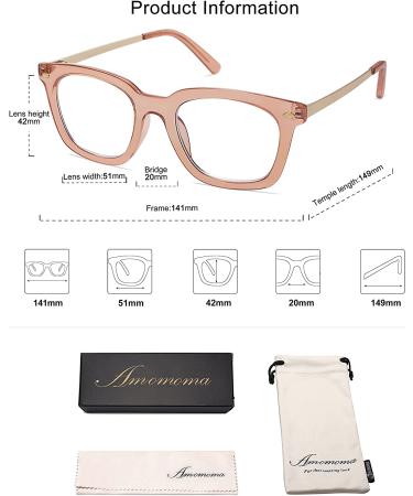 AMOMOMA Retro Square Blue Light Blocking Reading Glasses for Women - Transparent Brown+c3 Grey Tortoise 1.5x | AM6033 C2 - Buy Online on GoSupps.com