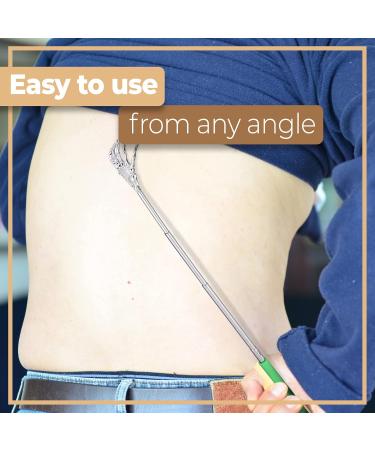 Retoo Telescopic Back Scratch Rod - High-Quality Stainless Steel 58.5 cm Portable Handle Green - Ideal for Itching Relief - Buy Online on GoSupps.com