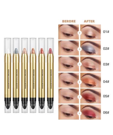 6 Color Neutral Eyeshadow Stick Pearl Pink Brown - Waterproof and Long-Lasting Eye Brightener Stick with Blending Brush - Smoky Metallic Eye Makeup - 1PC 04 - Buy Online on GoSupps.com
