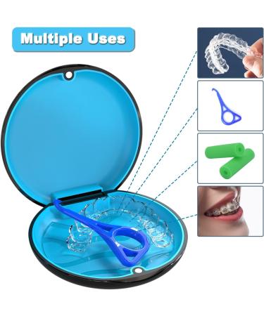 Retainer Case Orthodontic Dental Case: BVN Slim Braces Case Mouth Guard Case Denture Box Teeth Aligner Case Night Guard Case Container Storage Holder Black Blue - Buy Online on GoSupps.com
