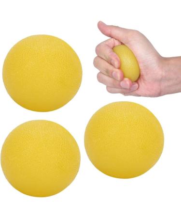 Pack of 3 Silicone Hand Grip Balls - Strength Trainer & Stress Relief for Adults & Kids - Yellow Round - Buy Online on GoSupps.com