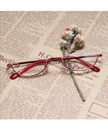 2 Pack Vintage Metal Half Moon Reading Glasses for Men & Women - Slim Half Frame +2.0 (Red) - Stylish & Comfortable Readers - Buy Online on GoSupps.com