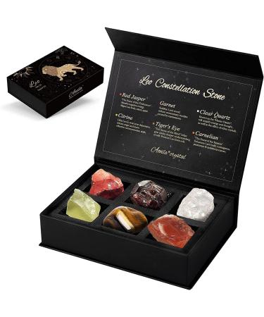 GXO Beauty Leo Crystal Gift Set - 6 Pcs Astrology Healing Crystals Birthstone Kit with Horoscope for Leo - Buy Online on GoSupps.com