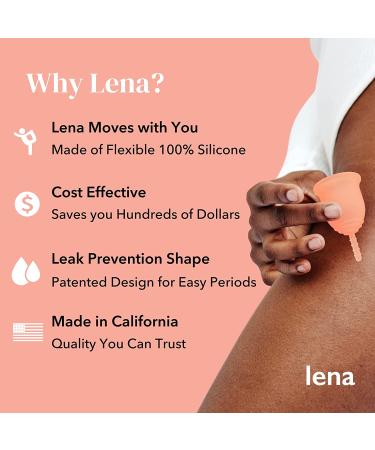 Lena Menstrual Cup - Small Size for Light to Heavy Flow | Reusable Period Cup for Beginners | 12 Hour Wear Soft Feminine Care | Made in USA | Purple - 1 Pack - Buy Online on GoSupps.com