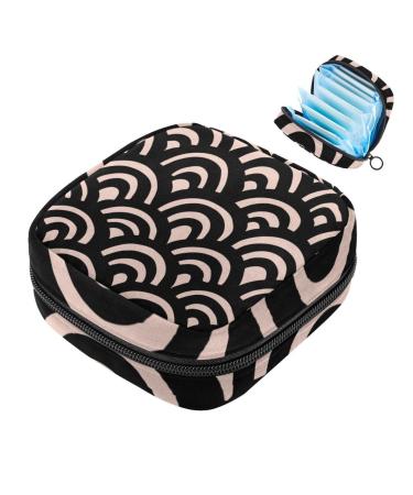 Portable women's binding bags menstrual cup pocket female menstrual pads bags for teenage girls tampons for the first period black scale pattern geometric