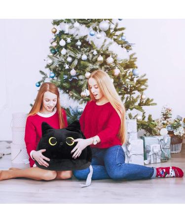 KOMUNJ Black Cat Plush 30cm - Soft Stuffed Animal Toy for Kids & Adults | Cute Cat Pillow Gift for Valentines & Birthday - Buy Online on GoSupps.com