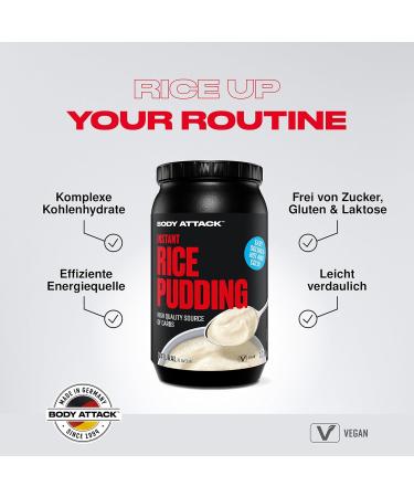 Body Attack Rice Pudding 1 kg - Vegan Breakfast & Pre-Workout Snack | High-Quality Complex Carbohydrates - Buy Online on GoSupps.com