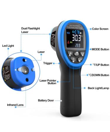 Btmeter BT-1800C Pyrometer -58 3272 F IR Thermometer for Industrial Use | High-Temperature Infrared Temperature Pistol with 50:1 Distance Ratio - Buy Online on GoSupps.com