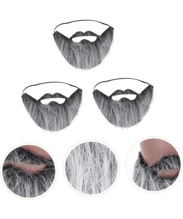 OFFSCH Fake Mustache Beards 3Pcs Beard Halloween Props Costume Facial Hair False Mustaches Fake Mustache Man Prom Handicrafts Grey 21X20X1CM - Buy Online on GoSupps.com
