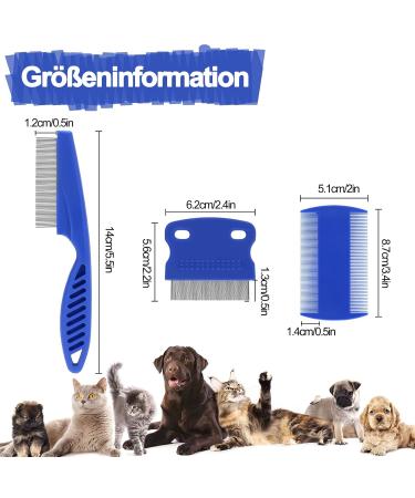 3-Piece Stainless Steel Flea & Lice Comb Set for Dogs & Cats | Pet Care Tools for Effective Tear Stain Removal - Blue - Buy Online on GoSupps.com