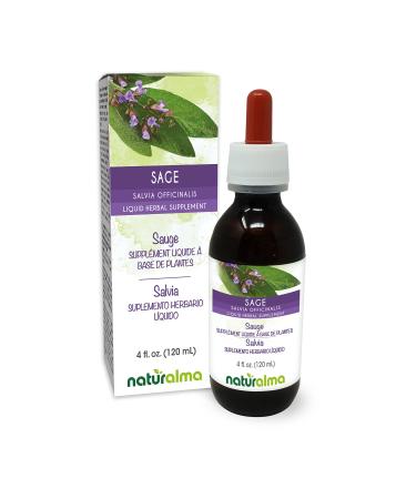 Sage (Salvia officinalis) Leaf Alcohol-Free Tincture Naturalma | 4 fl oz Liquid Extract in Drops | Herbal Supplement | Vegan | Product of Italy Alcohol-free 1 Count (Pack of 1)