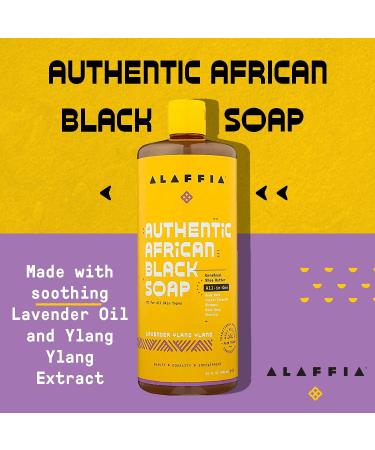 Alaffia Authentic African Black Soap - 4-in-1 Body Wash, Face Wash, Shampoo & Shaving Soap with Fair Trade Shea Butter, Lavender & Ylang Ylang - 32 Fl Oz - Buy Online on GoSupps.com