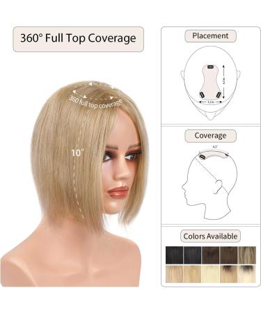 Mofasal Blonde Human Hair Topper 10 Inch - Women's Real Hair Toppers for Thinning Hair in 10/16# Dark Blonde with Light Blonde - Buy Online on GoSupps.com