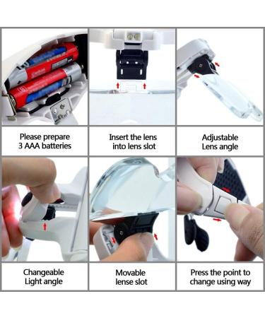 Itian Lightweight Head Magnifier Adjustable Magnifying Glass Loupe Visor Hands Free Eyeglasses Bracket/Headband Interchangeable Headset Magnifier with 2 LED & 5 Different Lenses(1.0X 1.5X 2.0X 2.5X 3.5X) - Buy Online on GoSupps.com