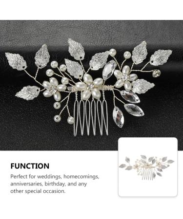 ifundom bridal hair accessories Flower Hair Comb hairbrush for women Floral Hair Clips Bridal Comb Barrette proms hair comb Handmade Bridal Hair Comb diamond Zinc alloy leaf banquet - Buy Online on GoSupps.com