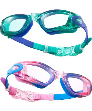 Capas swimming goggles children 2 pack waterproof anti-fitting anti-UV swimming pool swimming goggles for young girls from 4 12 years Jelly Beans Series #02
