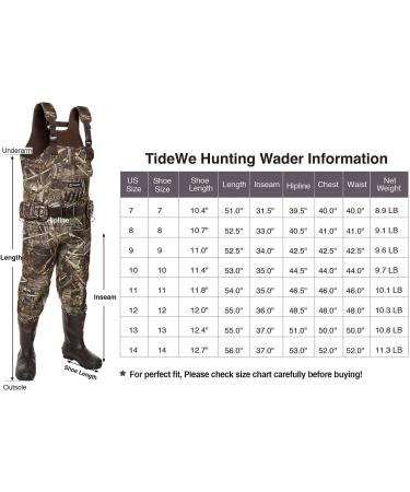 TIDEWE Chest Waders for Men Realtree MAX5 Camo 800G Insulated Waterproof Neoprene Bootfoot Wader 11 - Buy Online on GoSupps.com