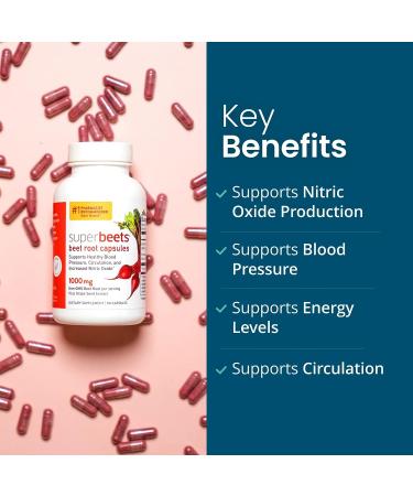 humanN SuperBeets Beet Root Capsules 1000mg - Nitric Oxide Boost, Blood Pressure Support & Antioxidants - 90 Count - Buy Online on GoSupps.com