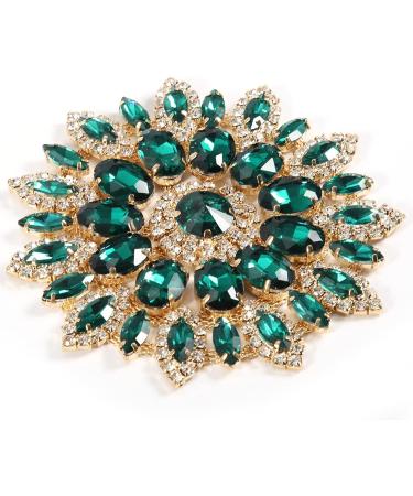 QANYEGN Crystal Glass Rhinestones Decoration Metal Claw Chain Decoration Jewelry Chain for DIY Clothes Shoe Bag Accessories 11cm(Green Golden Base) - Buy Online on GoSupps.com
