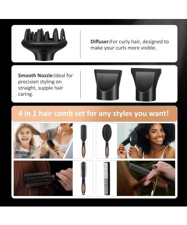 Jolichic 2400W AC Motor Hair Dryer - Professional Styling Tool with Diffuser 2 Concentrators & 4 Combs | 3 Heat 2 Speed Levels Cold Shot Button - Perfect for Salon Quality Curly Hair - Buy Online on GoSupps.com