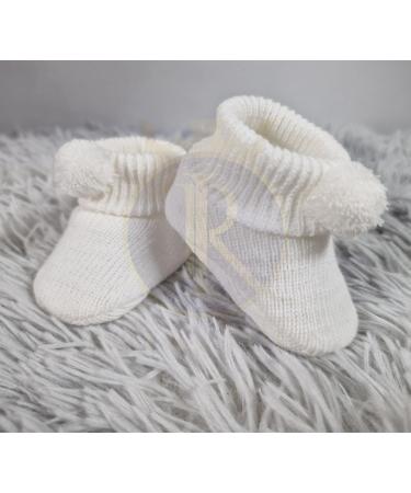 Royal Icon Newborn Baby Booties 0-3 Months - White Pink Pom Pom Booties | RI408 - Buy Online on GoSupps.com