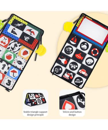 Katutude Baby Fabric Book & Mirror Toy Set - Black White Contrast Pattern | Perfect Gift for Newborns (0-36 Months) | Soft Crackling Book & Bite Ring - Buy Online on GoSupps.com