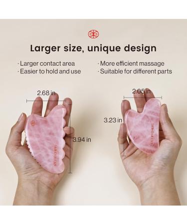 Rena Chris Gua Sha Facial Tool Rose Quartz Stone for Face Lifting & Body Massage | Exquisite Wooden Box Included - Buy Online on GoSupps.com
