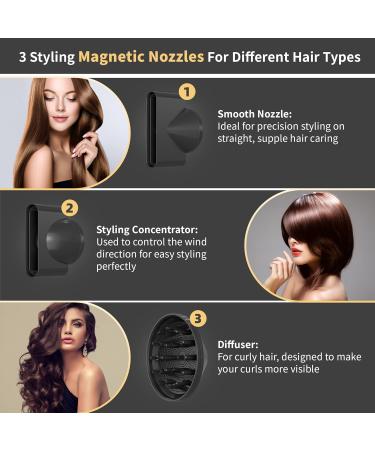 Bulesky Hair Dryer Negative Ionic Blow Dryer Set with 110 000 RPM Brushless High-Speed Motor Portable Fast Drying Low Noise Hairdryer with Magnetic Nozzle & Diffuser for Home Travel & Salon - Buy Online on GoSupps.com