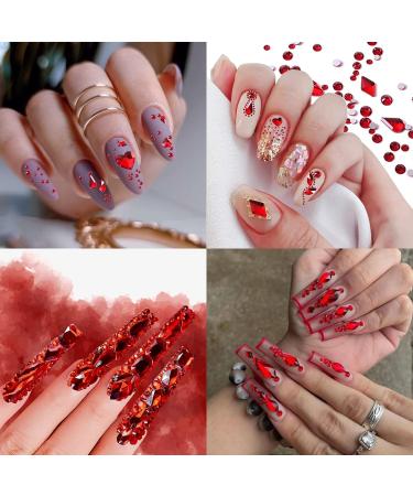 Hoinco Nail Art Rhinestones Kit - 3120Pcs Crystal AB & Red Gems Set with Tweezers and Dotting Pen - Buy Online on GoSupps.com