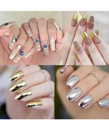 Metallic Painting Gel Nail Polish - Super Bright Mirror Gold Effect Nail Polish - Super Glossy Mirror Finish 3D Metal Painting Gel Drawing DIY Nail Art - Buy Online on GoSupps.com