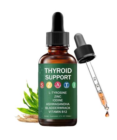 Kindled Thyroid Support Drops - Actora Liquid Drops Formula with Selenium Iodine Ashwagandha & Zinc for Energy & Metabolism Support Berry Flavor 4 fl oz