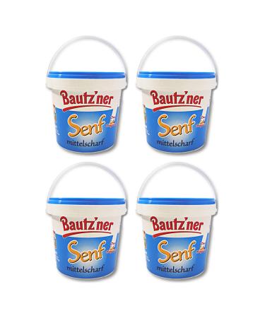 Pack of 4 Bautzner mustard medium hot in a bucket (4 x 1000 ml) Bautzner speciality mustard bucket