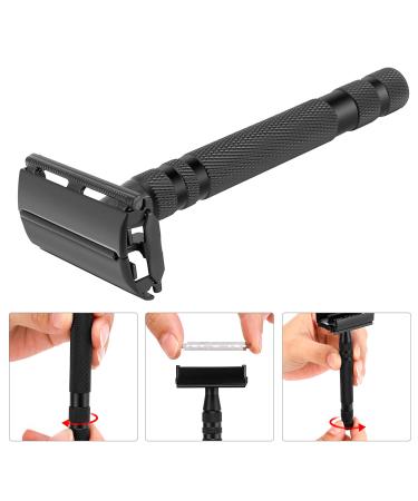 Men's Shaving Kit - Mysterious Black Razor Set with Safety Razor, Brush, Stand, Soap Bowl, and Blades - Buy Online on GoSupps.com
