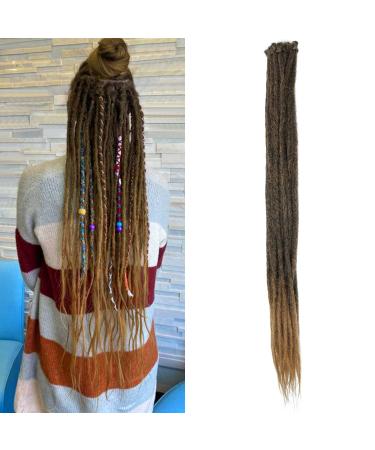 30 inches 20 strands/pack of synthetic dreadlocks extensions 0.8cm crocheted braided hair soft dreads one-sided dreadlocks reggae hip-hop hippie style 30inch-two colors mt1b-27#