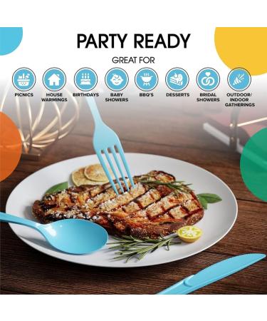 100Pcs Disposable Plastic Utensils 6.49In Blue Plastic Forks Disposable Forks Disposable Plastic Cutlery for Dinners Buffets Take-Out Catering Food Services 100PCS Plastic Forks - Buy Online on GoSupps.com