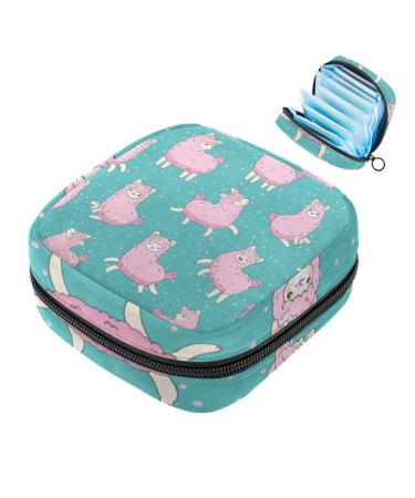 Storage bags for women's bandages cute alpaca blue dotted portable menstrual pad pocket panty liners tampons women's bandages storage holder for women school office