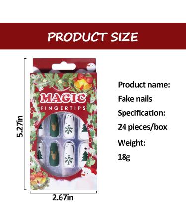 Prreal Christmas Press On Nails Frosting Long False Nails Snow Deer Christmas Tree Fake Nails Full Cover Nail Art Stick-On Nails with Nail Glue Festival Nail Gift for Women Girl C01 - Buy Online on GoSupps.com