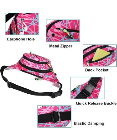 Ausion Fanny Pack Waist Bag - Water Resistant Hip Bum Bag for Traveling, Running, Cycling - Pink - Buy Online on GoSupps.com