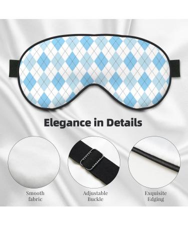Blue and White Squares Print Sleep Eye Mask | Soft Blindfold with Elastic Strap for Travel & Night Sleeping - Buy Online on GoSupps.com